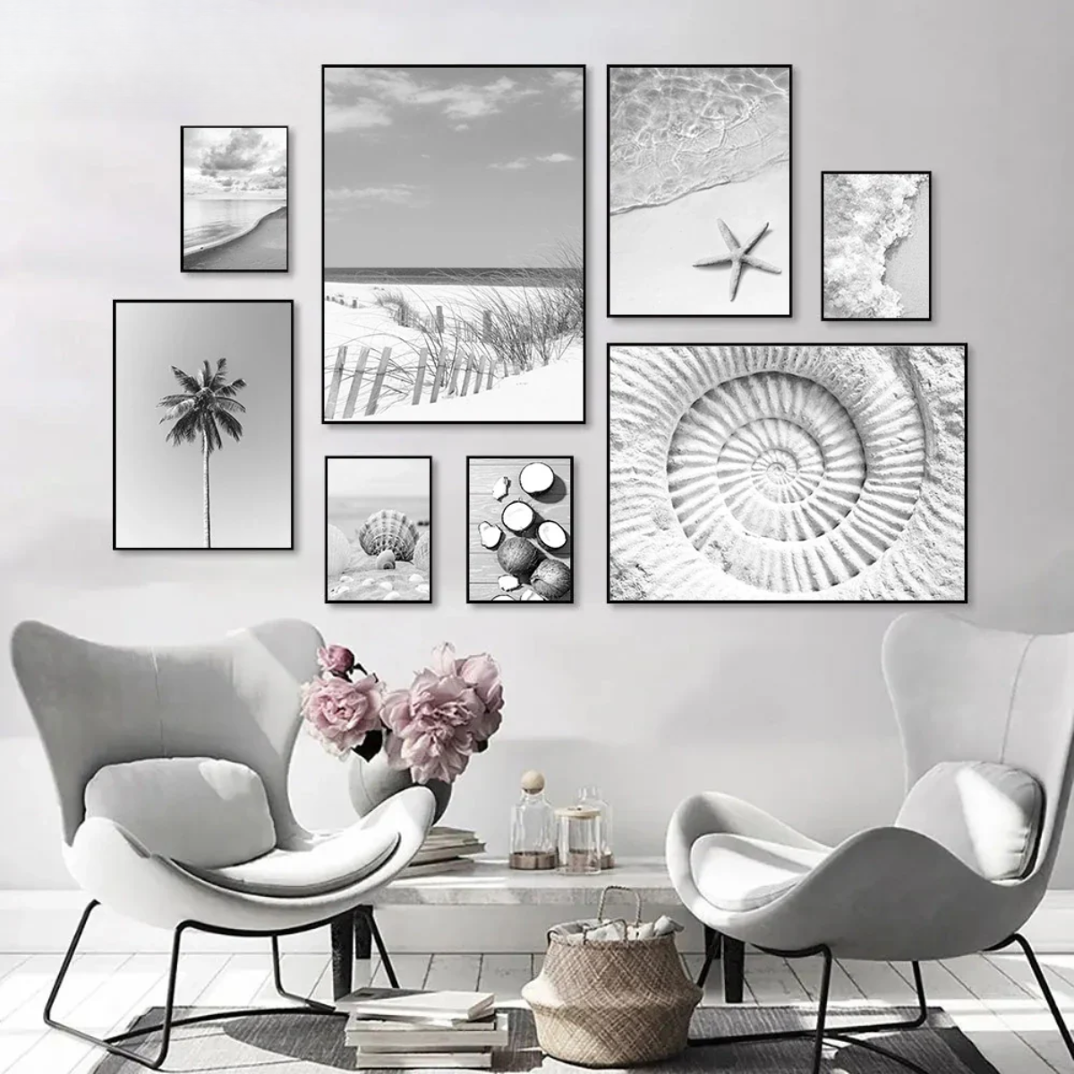 Sea Waves & Coconut Tree Coastal Canvas Print