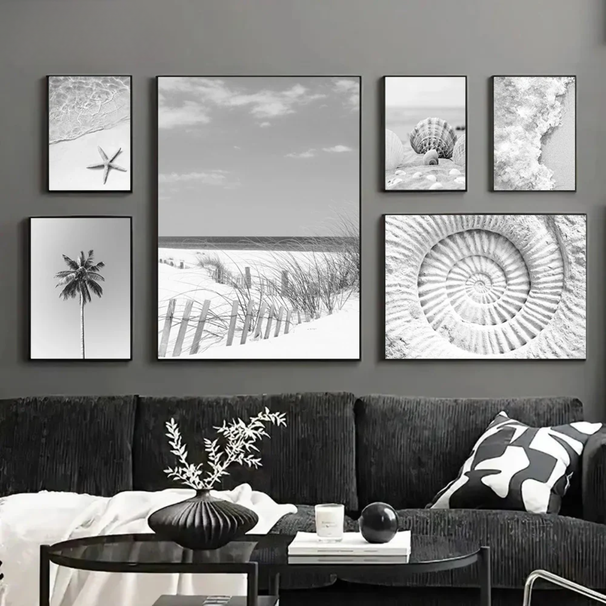 Sea Waves & Coconut Tree Coastal Canvas Print