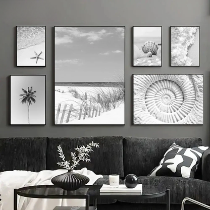 Sea Waves & Coconut Tree Coastal Canvas Print