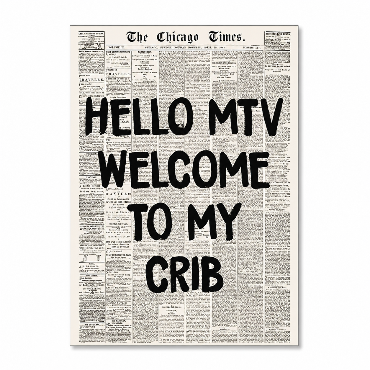 Retro 70’s “Hello MTV Welcome to My Crib” Typography Canvas