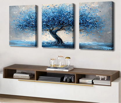 Blue abstract Tree of Life Scandinavian canvas wall art