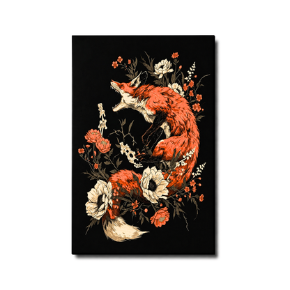 Gothic Red Fox Floral Canvas Print