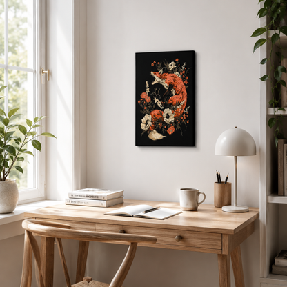 Gothic Red Fox Floral Canvas Print