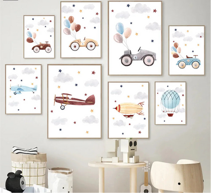 Kids Cartoon Vehicles Canvas