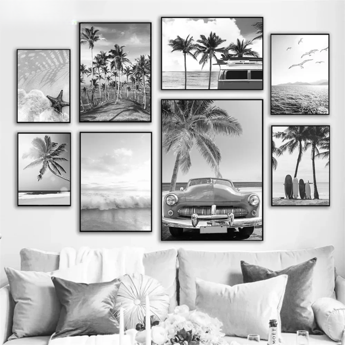 Starfish Beach & Palm Coastal Canvas Print