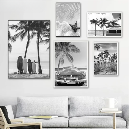 Starfish Beach & Palm Coastal Canvas Print