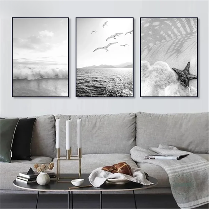 Starfish Beach & Palm Coastal Canvas Print