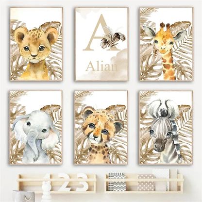 Cute Jungle Animals Kids Canvas Print
