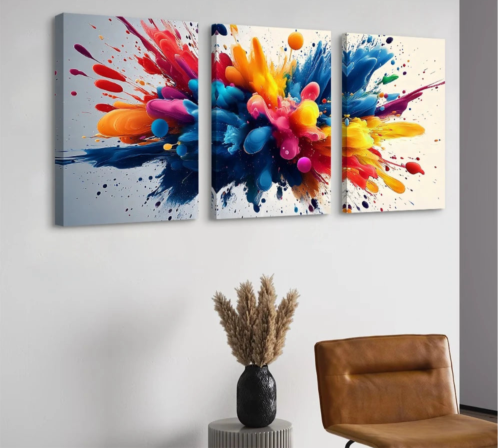 Colourful Smoke Abstract Canvas - Set Of 3