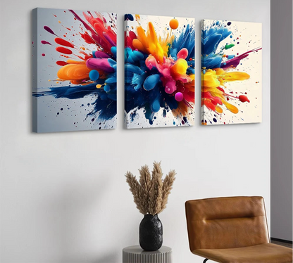Colourful Smoke Abstract Canvas - Set Of 3