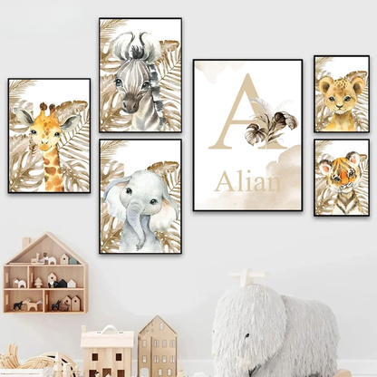 Cute Jungle Animals Kids Canvas Print