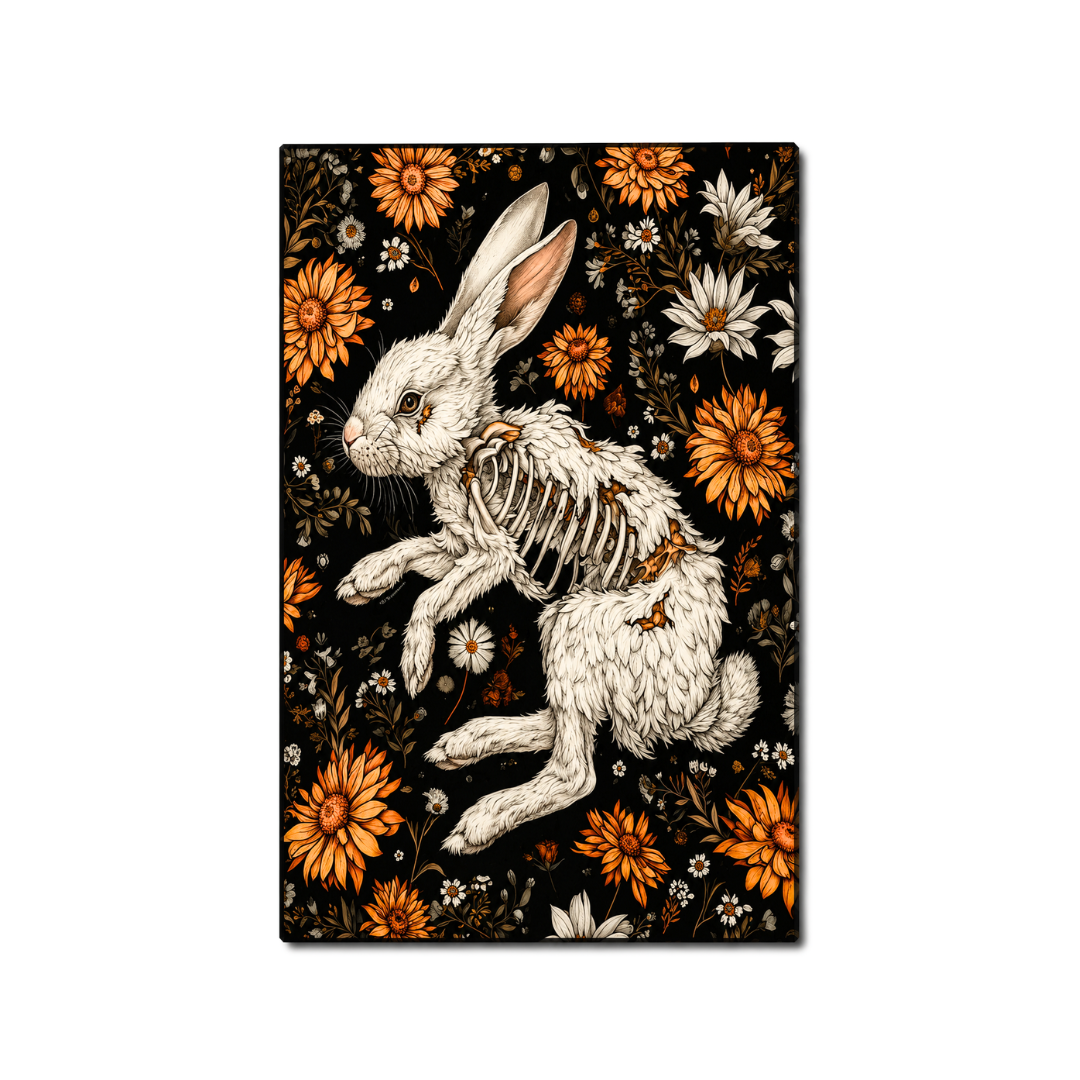 Gothic Rabbit Skeleton Garden Floral Canvas Print