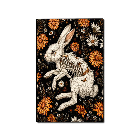 Gothic Rabbit Skeleton Garden Floral Canvas Print