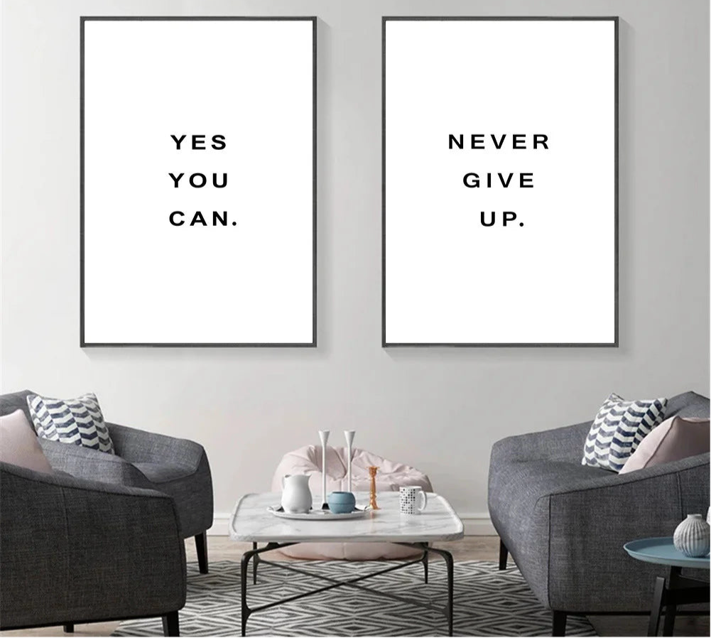 black and white “Breathe” minimalist quote canvas wall art