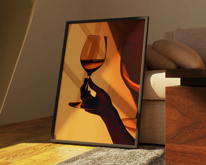 Three-piece canvas of an African woman holding a wine glass