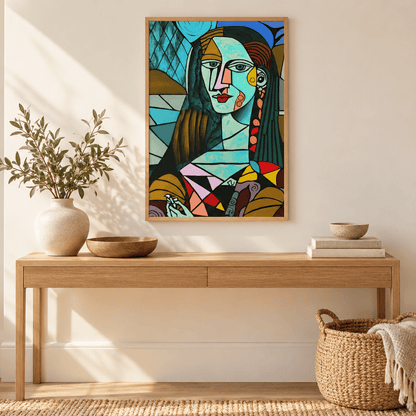 Turquoise Muse Cubist Portrait Canvas Print