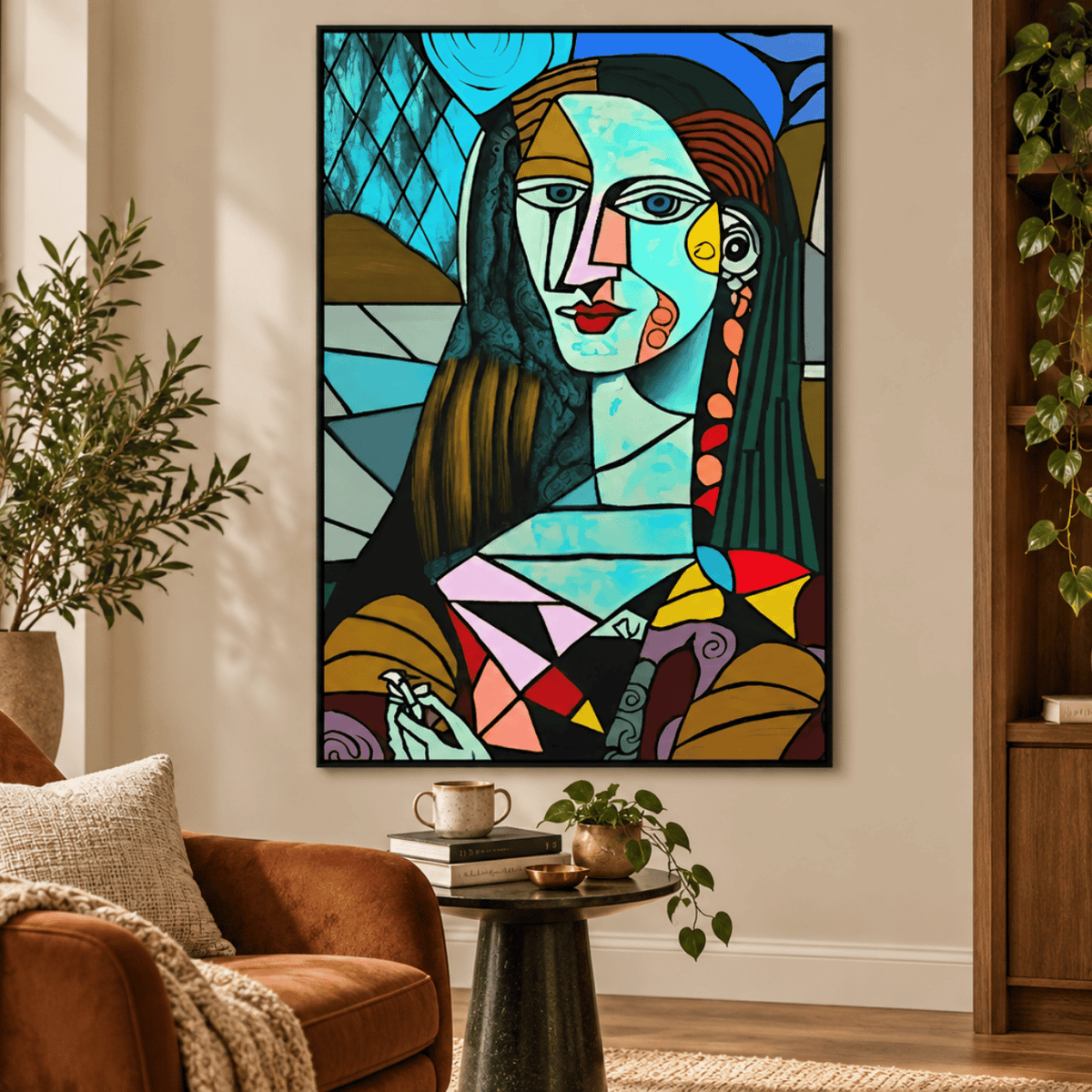 Turquoise Muse Cubist Portrait Canvas Print