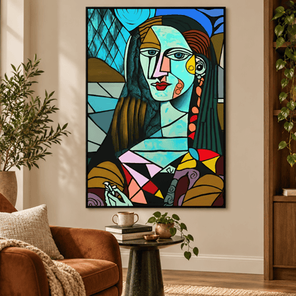 Turquoise Muse Cubist Portrait Canvas Print