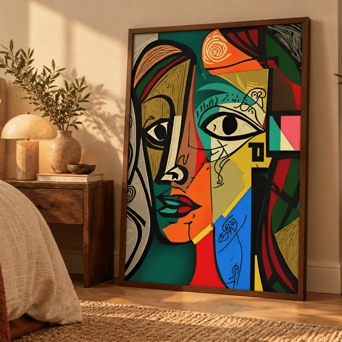 Fragmented Dialogue Abstract Portrait Canvas Print