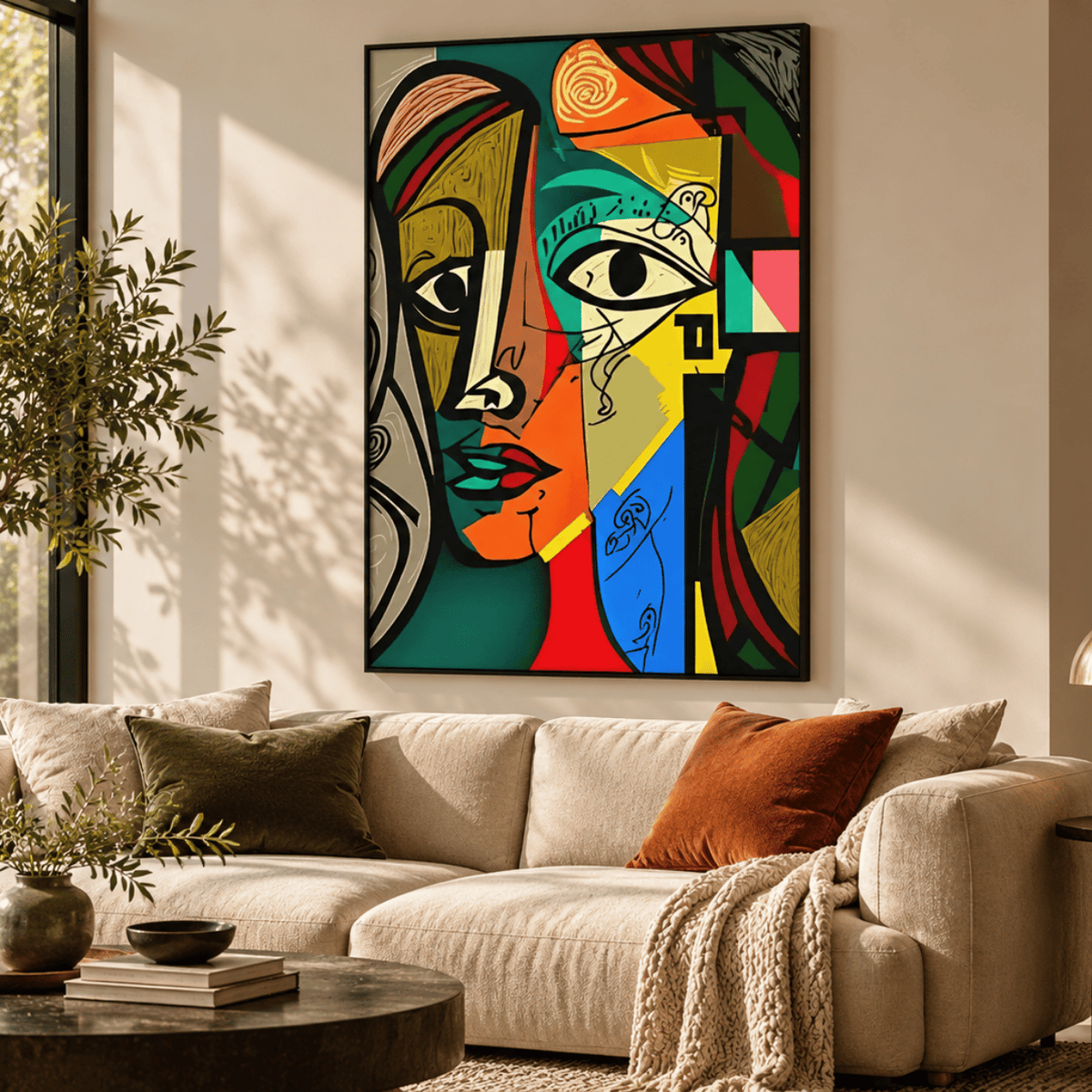 Fragmented Dialogue Abstract Portrait Canvas Print