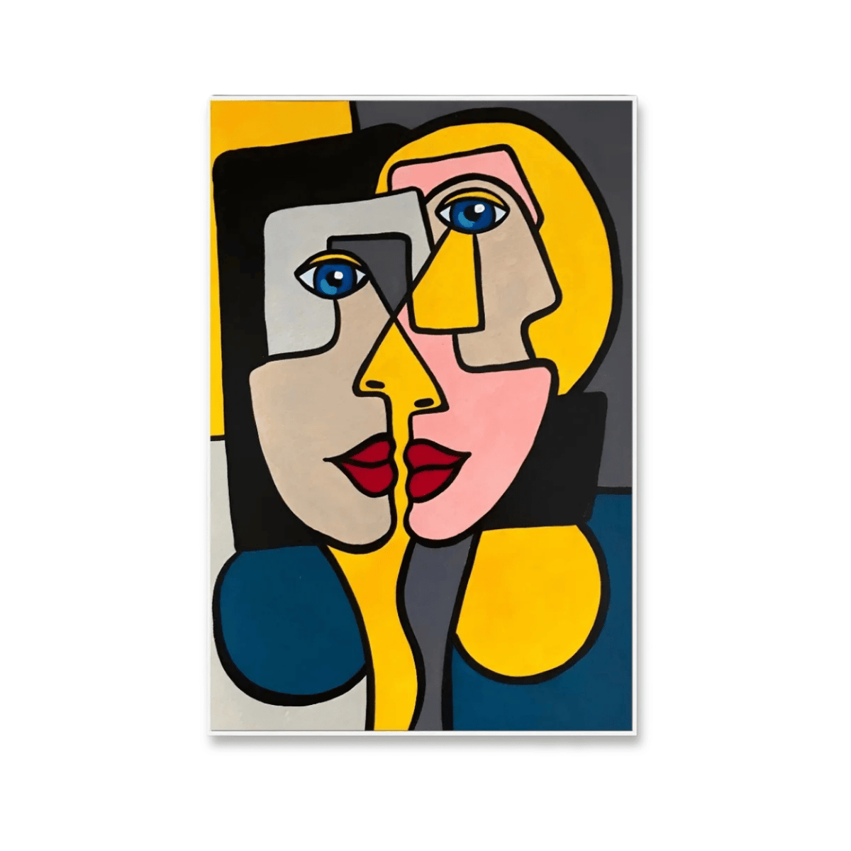 Twofold Kiss Abstract Faces Canvas Print