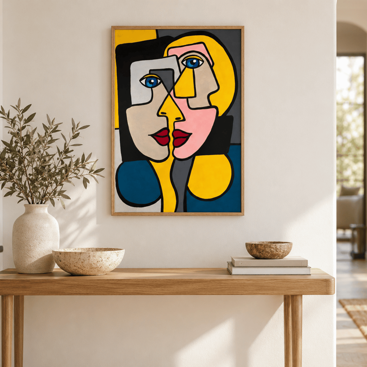 Twofold Kiss Abstract Faces Canvas Print