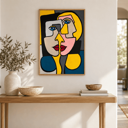 Twofold Kiss Abstract Faces Canvas Print