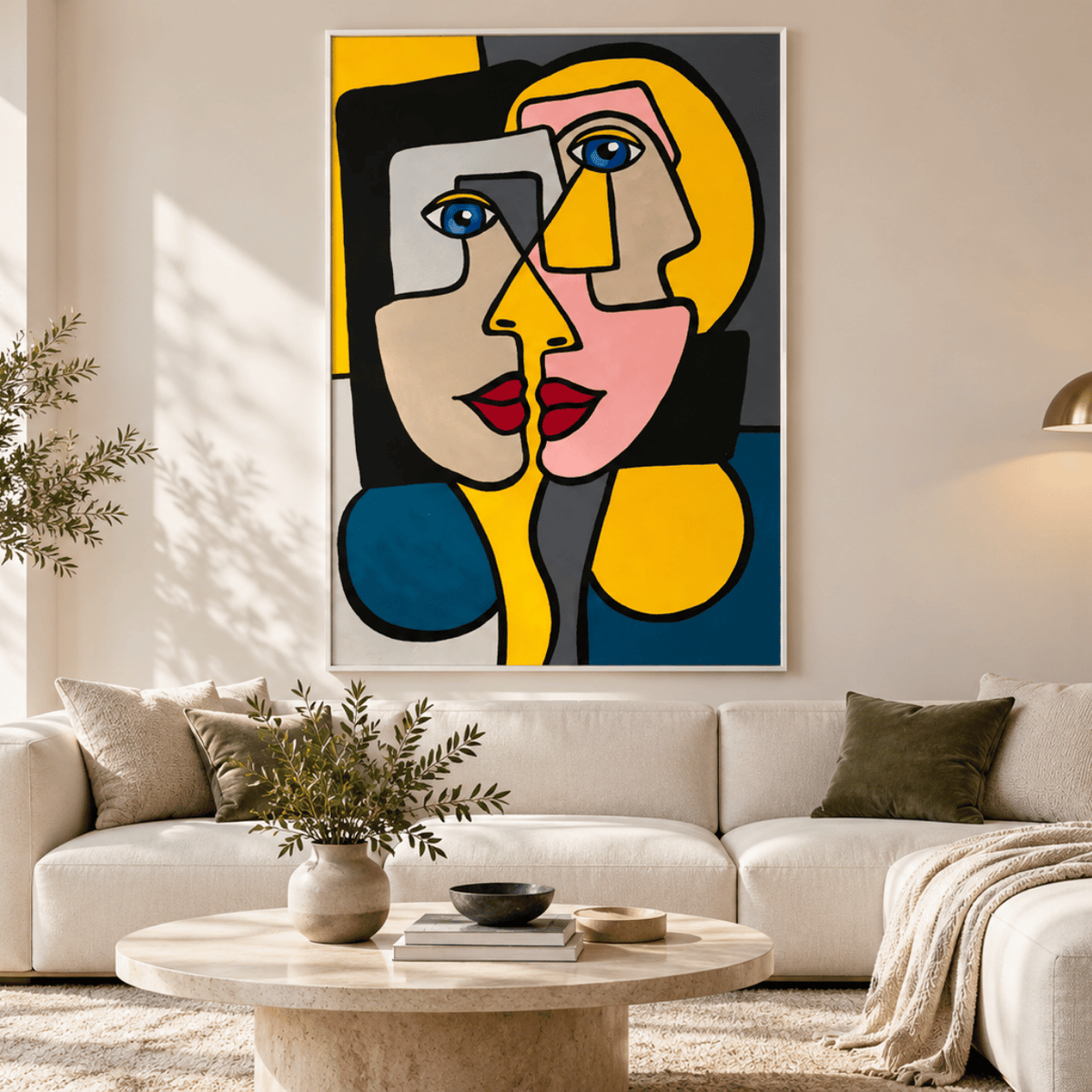 Twofold Kiss Abstract Faces Canvas Print