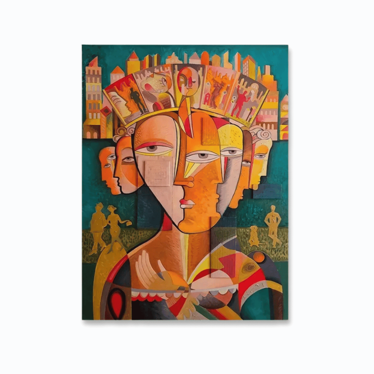 City Of Faces Abstract Canvas Print
