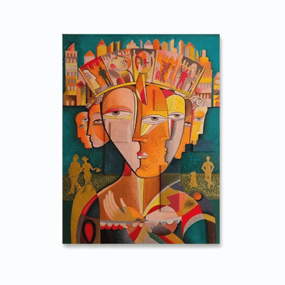 City Of Faces Abstract Canvas Print