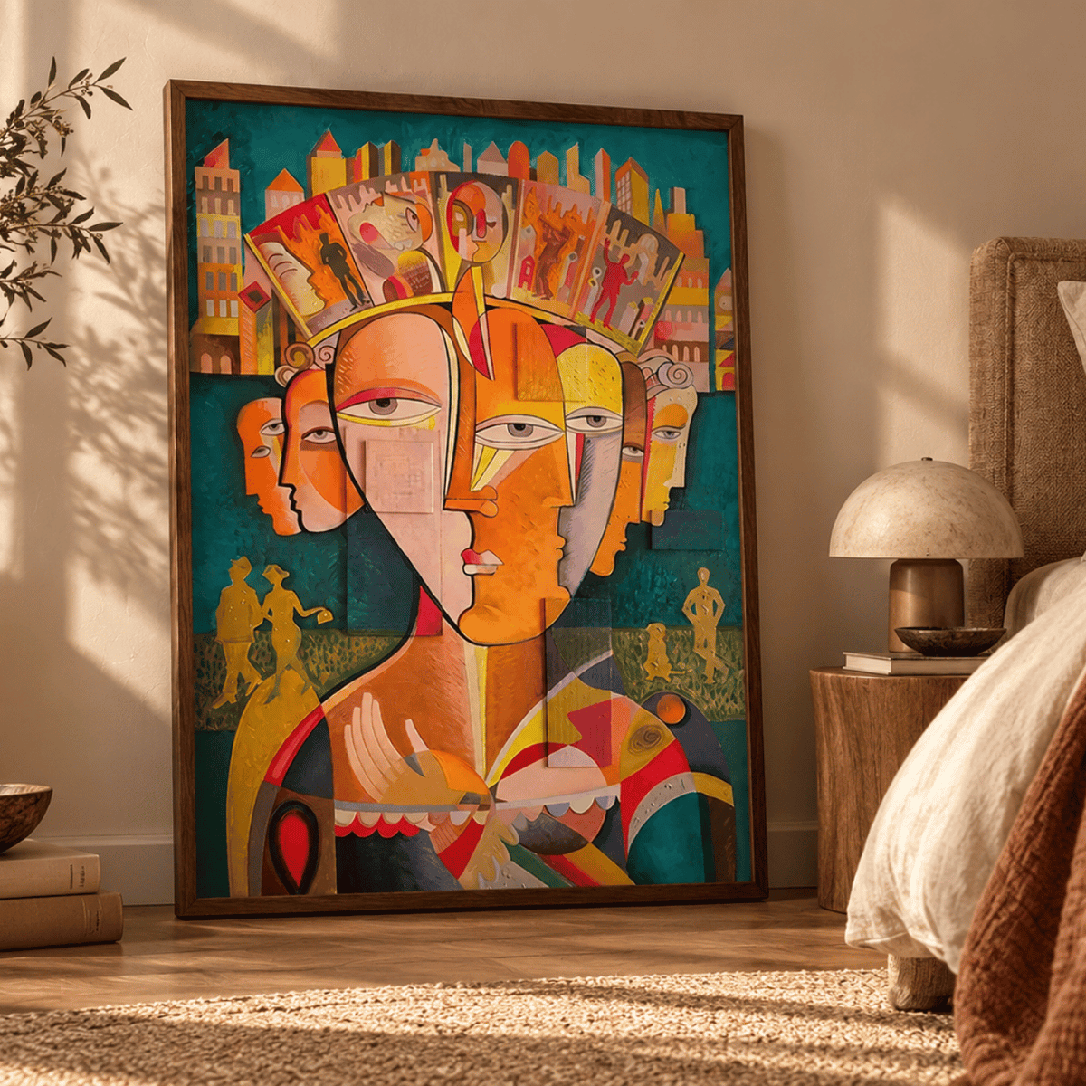 City Of Faces Abstract Canvas Print