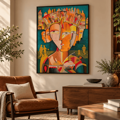 City Of Faces Abstract Canvas Print