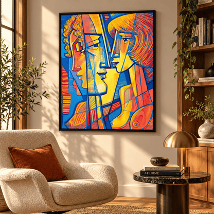 Solar Conversation Abstract Faces Canvas Print