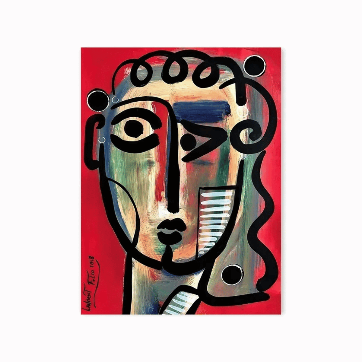 Red Rhythm Abstract Face Canvas Print