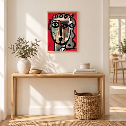 Red Rhythm Abstract Face Canvas Print