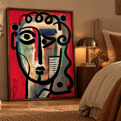 Red Rhythm Abstract Face Canvas Print
