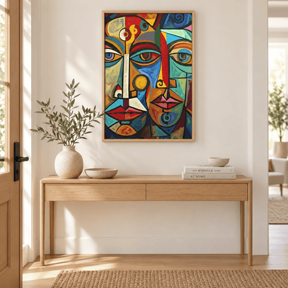 Mosaic Duo Abstract Faces Canvas Print