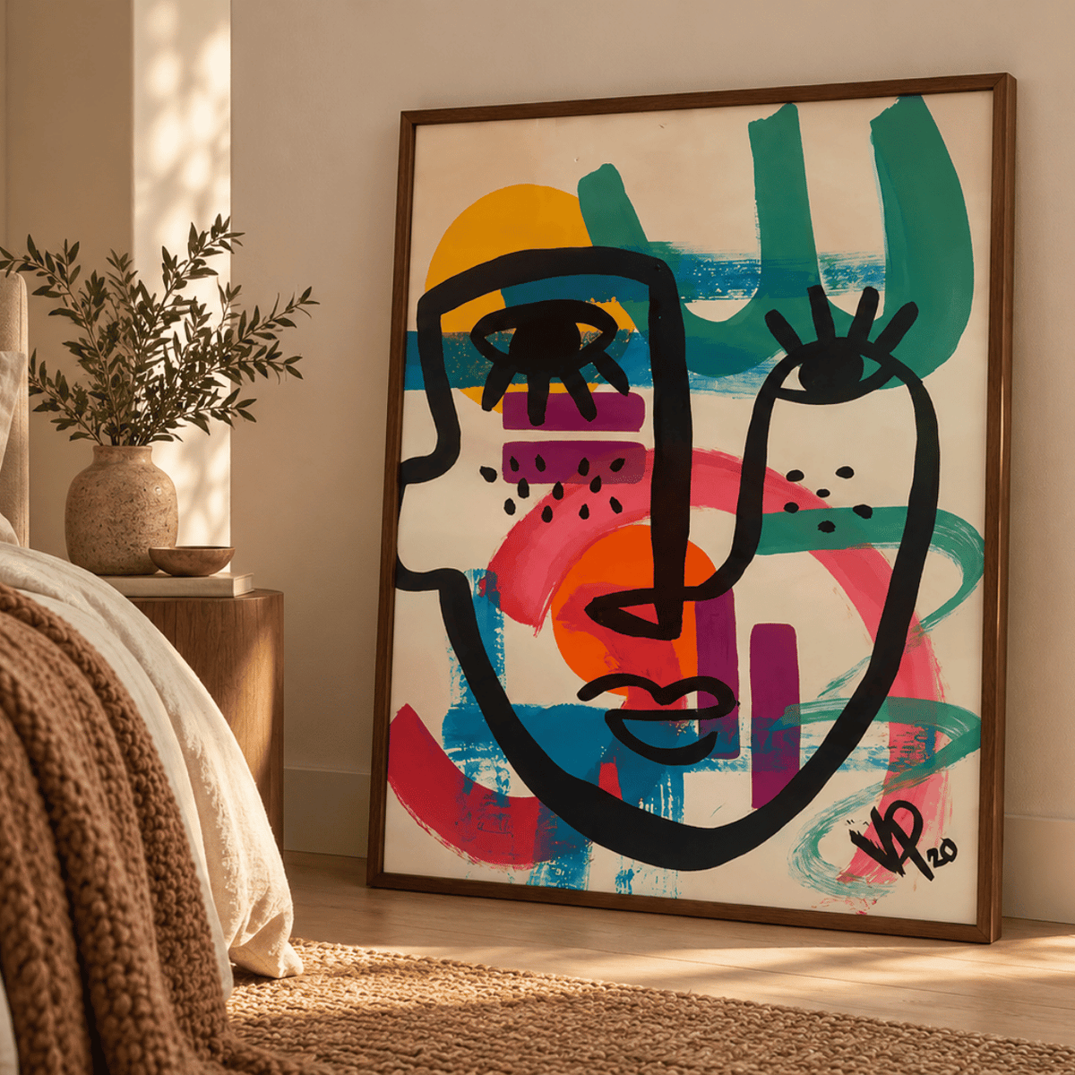 Neon Daydream Faces Canvas Print
