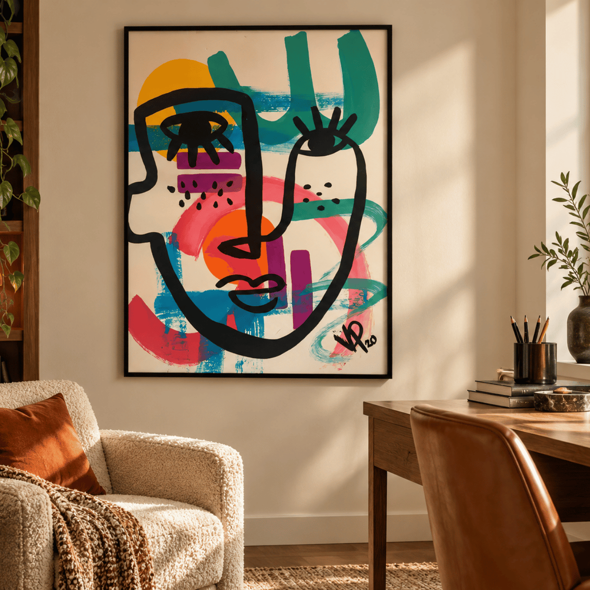 Neon Daydream Faces Canvas Print
