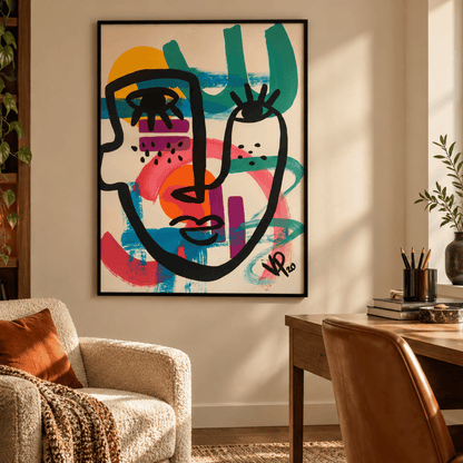 Neon Daydream Faces Canvas Print