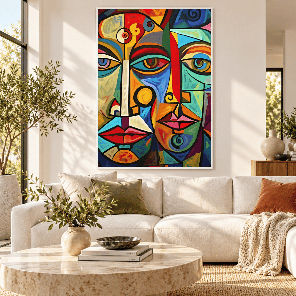 Mosaic Duo Abstract Faces Canvas Print