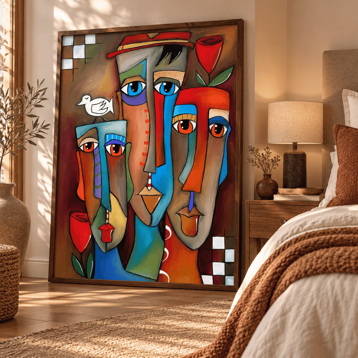 Three Faces In Bloom Abstract Canvas Print