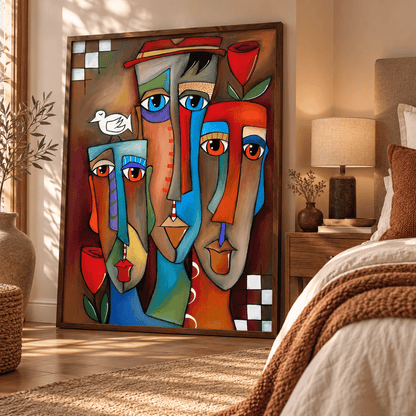 Three Faces In Bloom Abstract Canvas Print