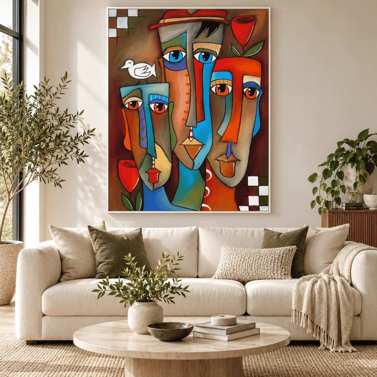 Three Faces In Bloom Abstract Canvas Print