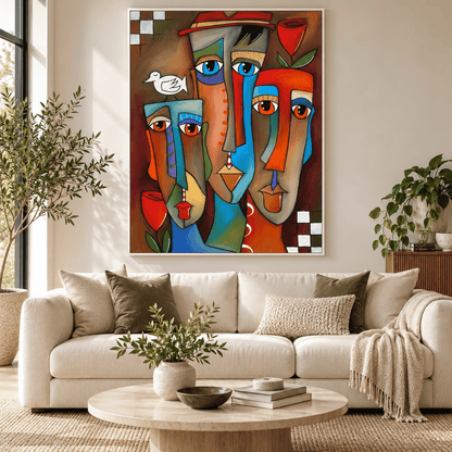 Three Faces In Bloom Abstract Canvas Print