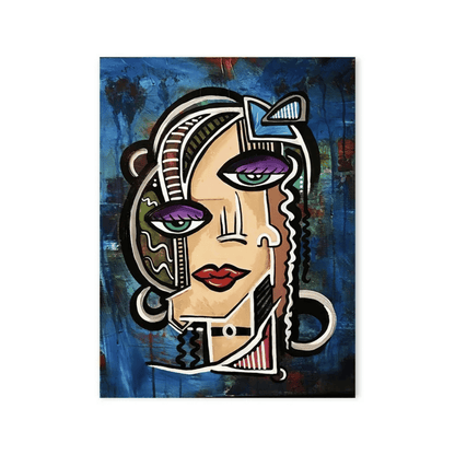 Blue Bow Abstract Portrait Canvas Print