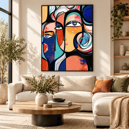 Interwoven Visions Abstract Faces Canvas Print