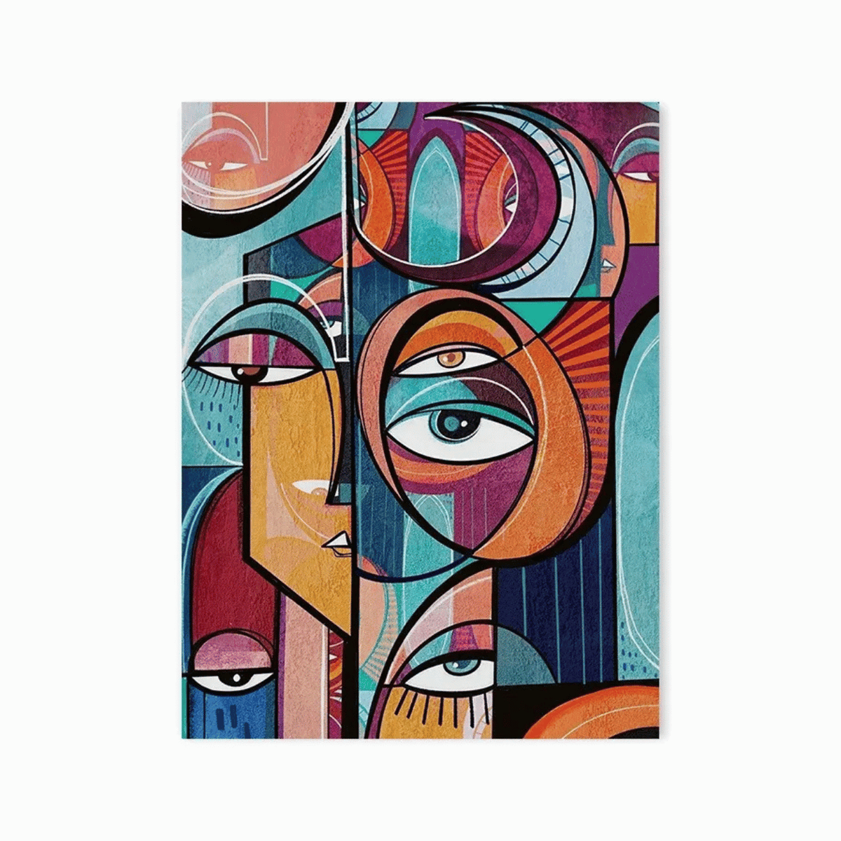 Layered Perspectives Abstract Faces Canvas Print