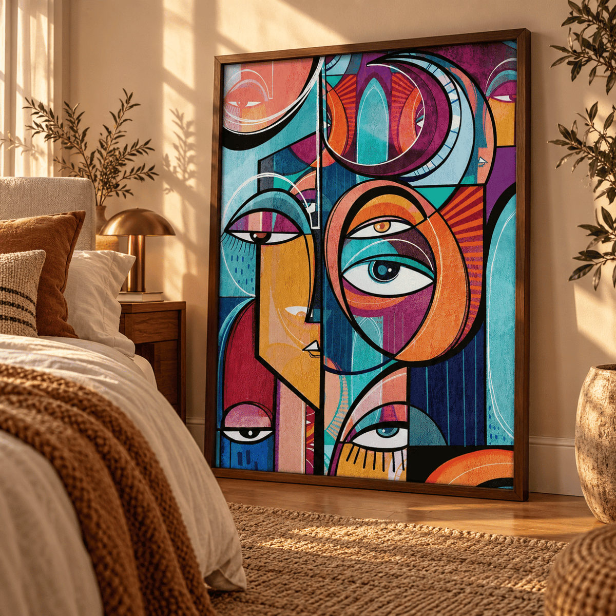 Layered Perspectives Abstract Faces Canvas Print