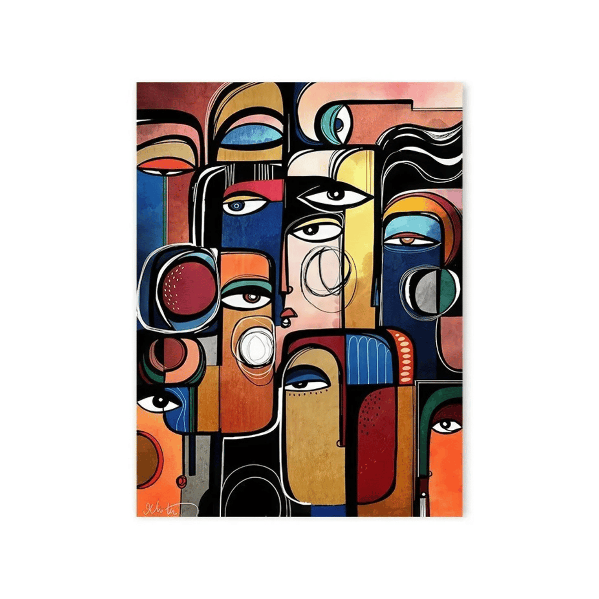 Many Minds Abstract Faces Canvas Print